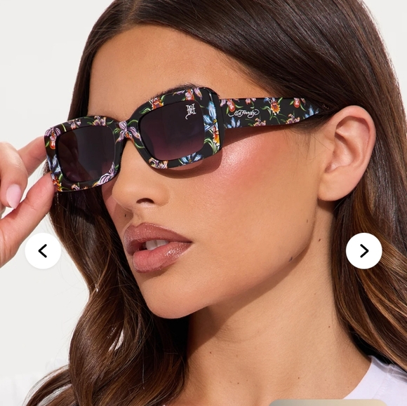 Ed Hardy Floral Black Sunglasses NWT - Picture 1 of 10